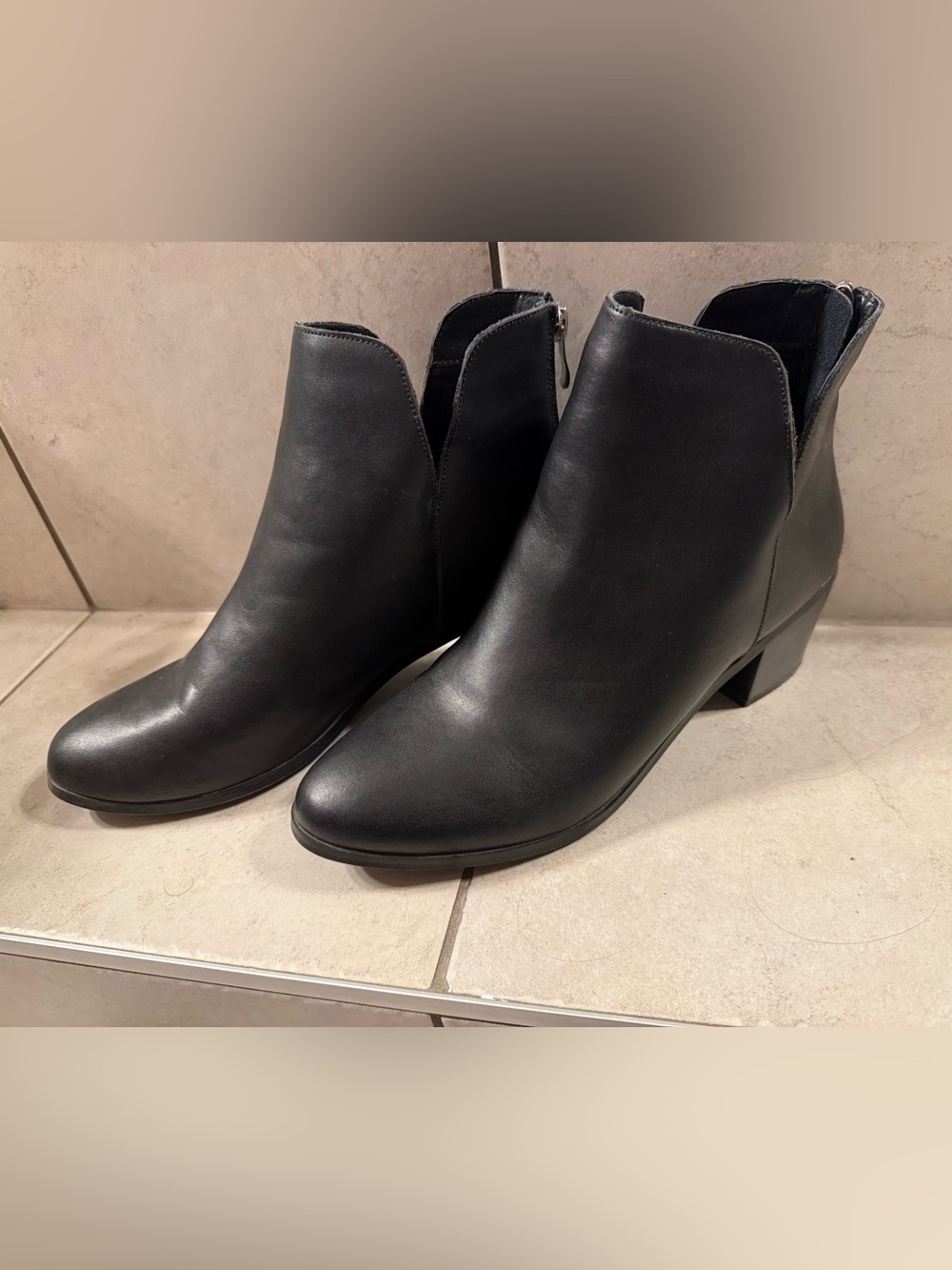 Black Women's Ankle Booties - Sleek Zip Side Design